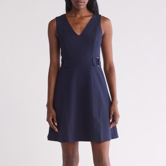 Vince Camuto Crepe Fit-and-Flare Sleeveless Minidress in Blue - Picture 5 of 5